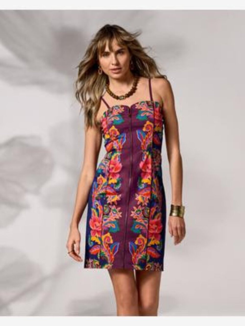 Placed Print Zip Front Dress Primrose Paisley - Primrose Paisley / 0 Color: Pr